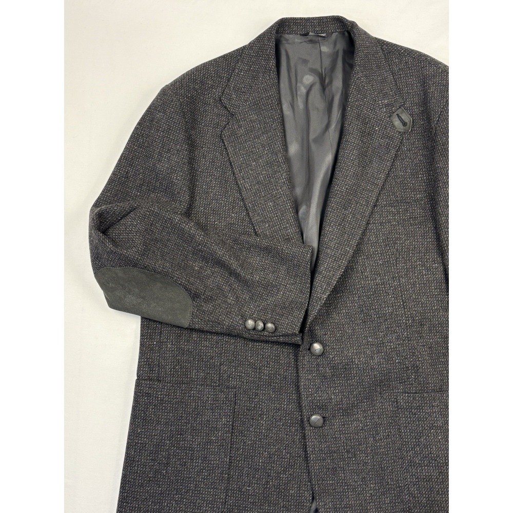 VTG Executive Collection Flannel Wool Sport Coat 46L Patch Pockets Elbow Patches